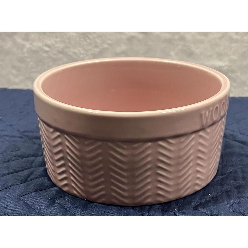 Vibrant Life Pink Ceramic Dog Bowl “WOOF” 5.5” Small Pet Dish Microwave Safe - Picture 2 of 4